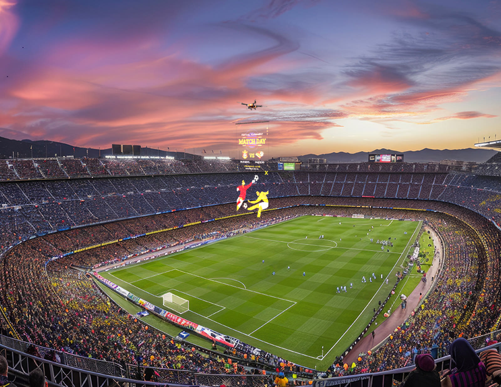 Flying Display Drohne über Stadion